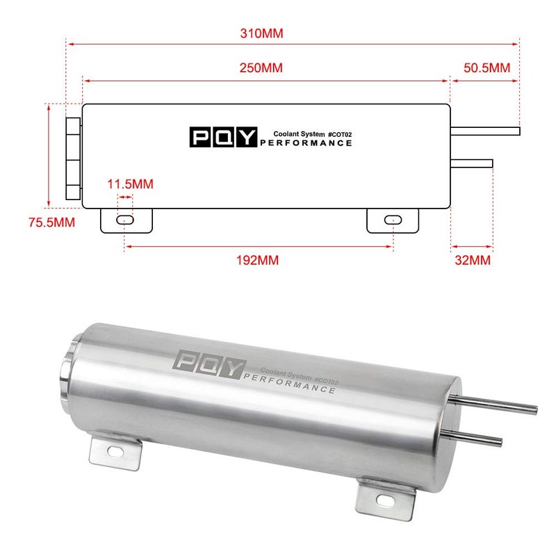 PQY Radiator Coolant Overflow Puke Tank Polished Stainless Steel 3"Ã—10" - Image 2